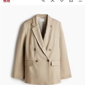H&M Women's Beige Double-Breasted Blazer